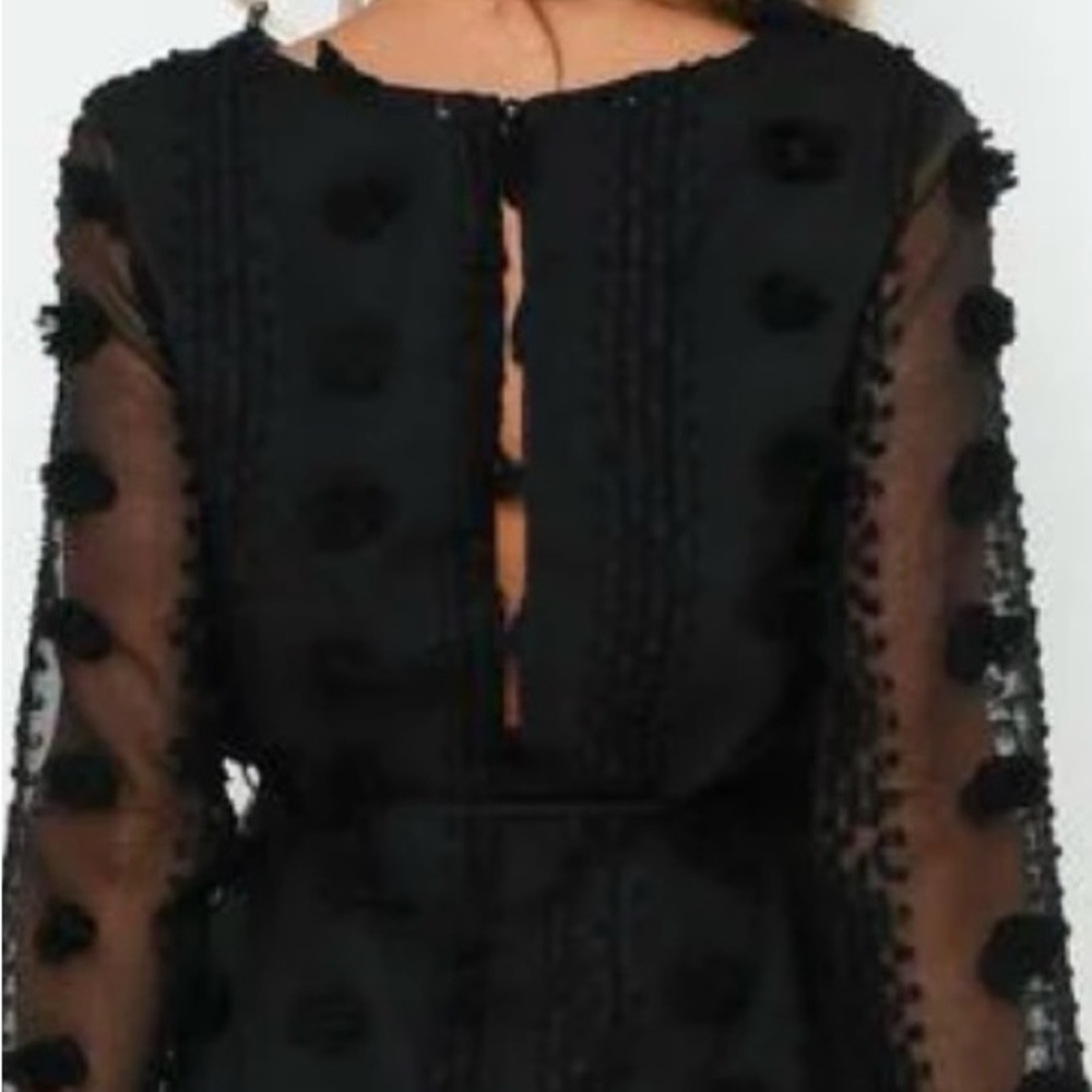 La Ros Black Textured Long Sleeve Dress Small
